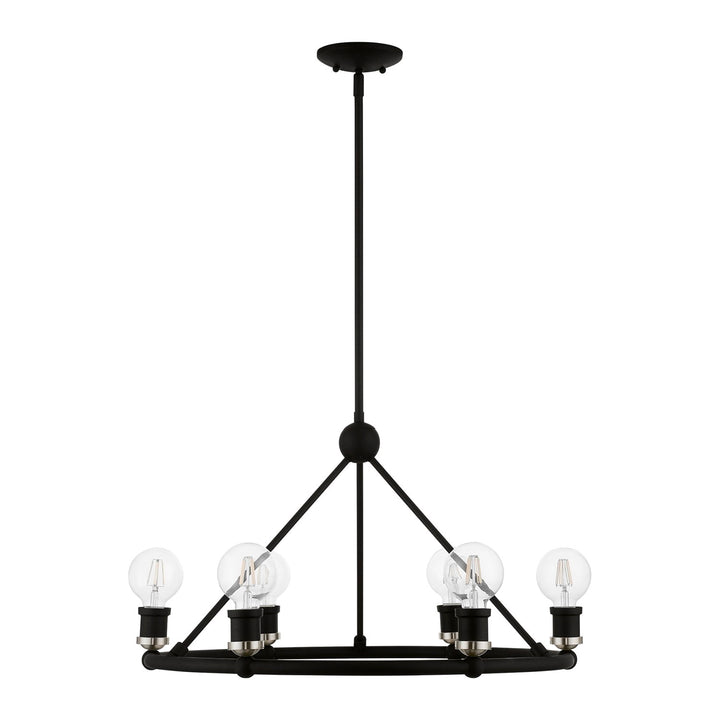 6 Light Black With Brushed Nickel Accents Chandelier
