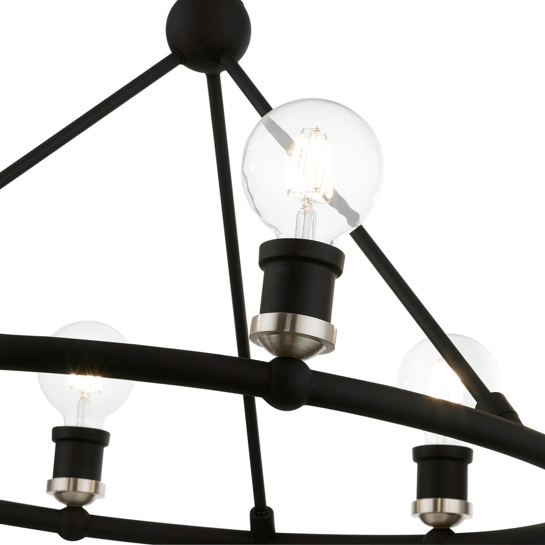 6 Light Black With Brushed Nickel Accents Chandelier