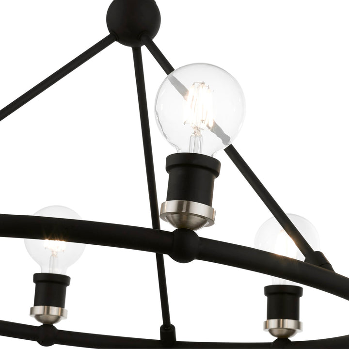6 Light Black With Brushed Nickel Accents Chandelier