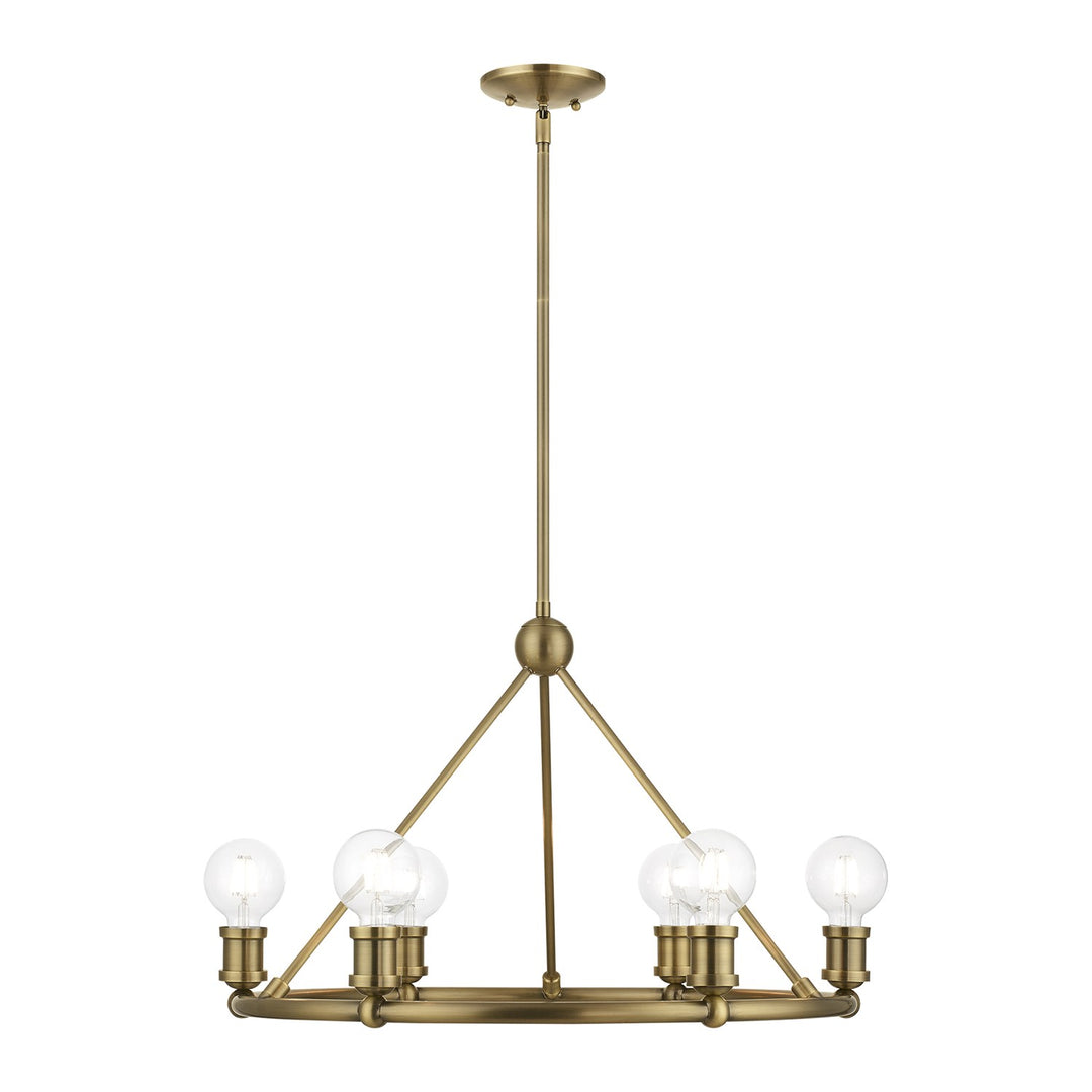 6 Light Antique Brass Chandelier by Livex Lighting