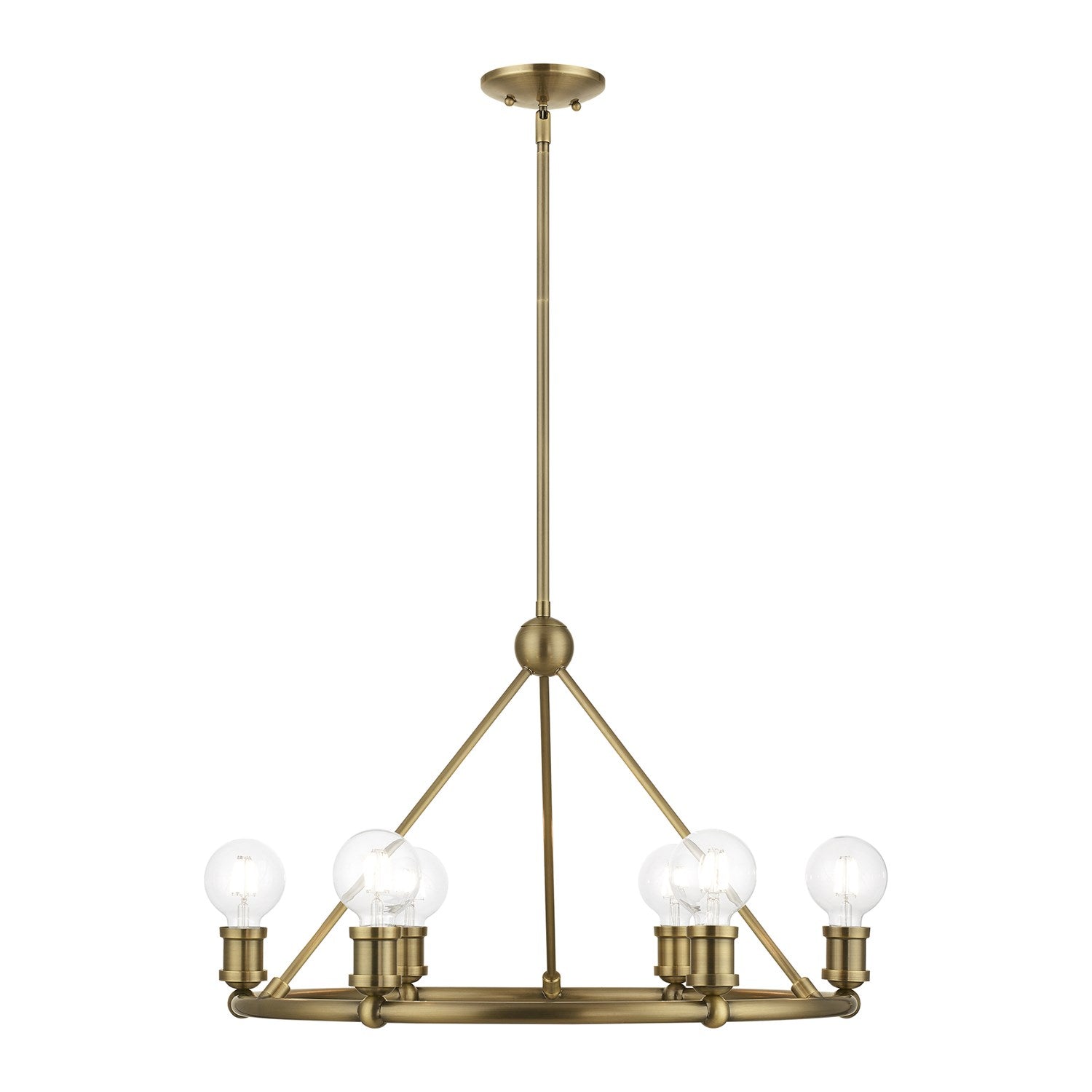 6 Light Antique Brass Chandelier by Livex Lighting