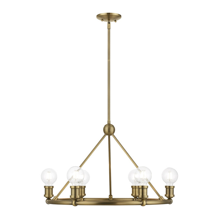 6 Light Antique Brass Chandelier by Livex Lighting