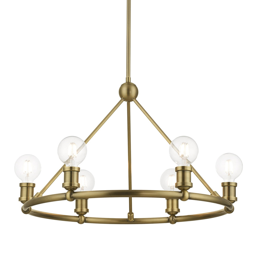 6 Light Antique Brass Chandelier