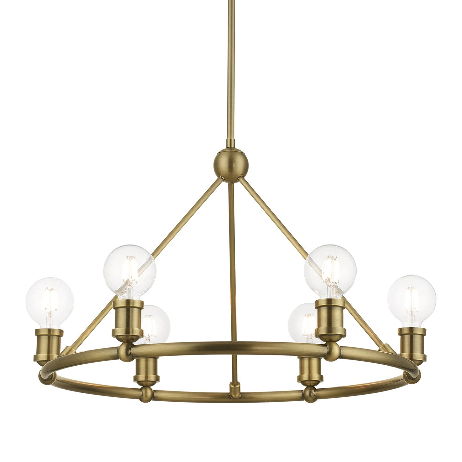 6 Light Antique Brass Chandelier