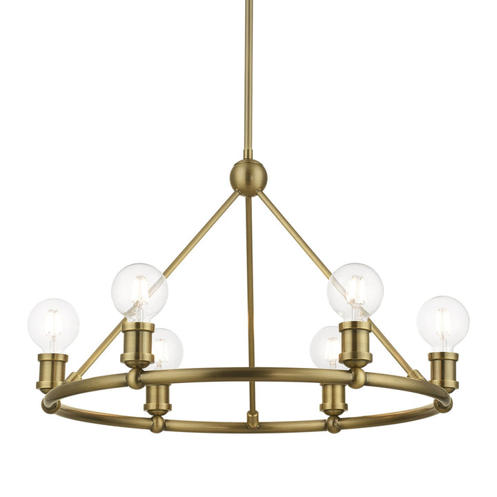 6 Light Antique Brass Chandelier