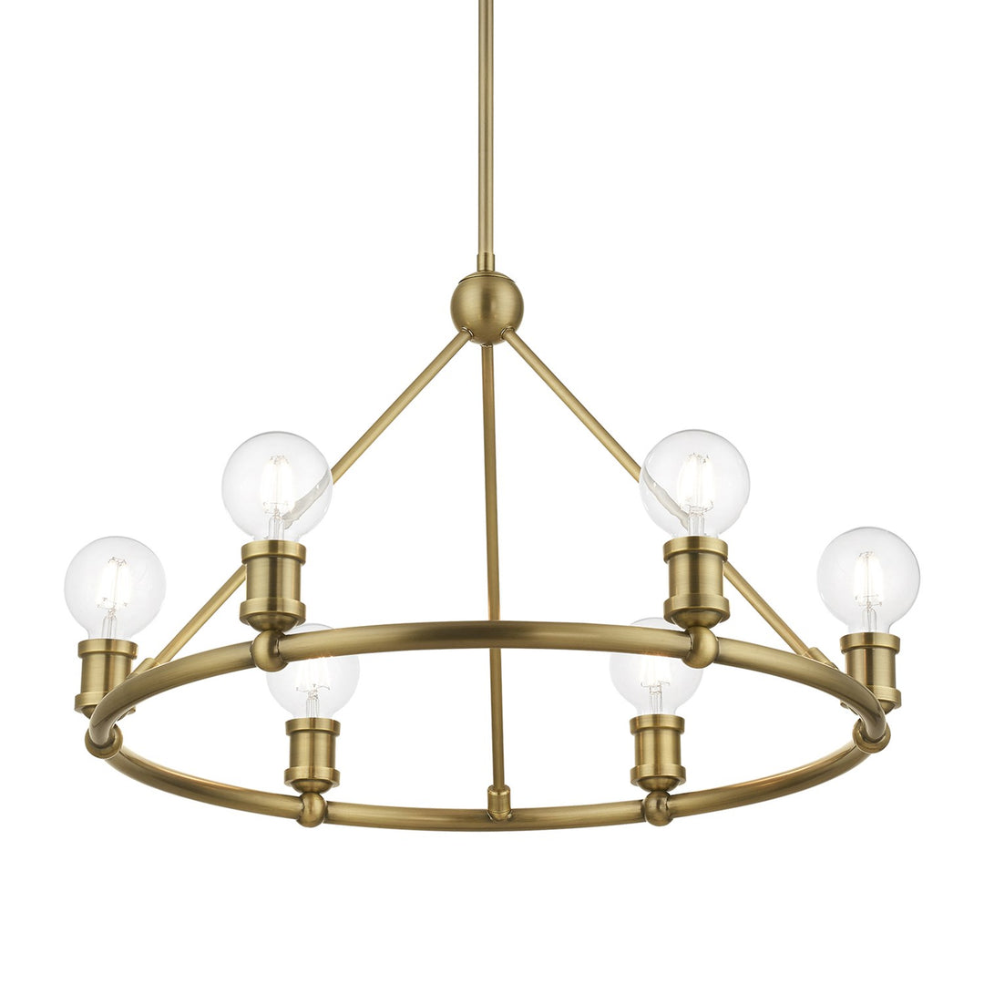 6 Light Antique Brass Chandelier