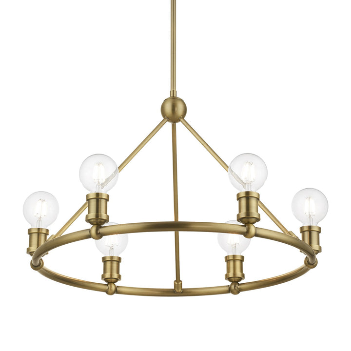 6 Light Antique Brass Chandelier