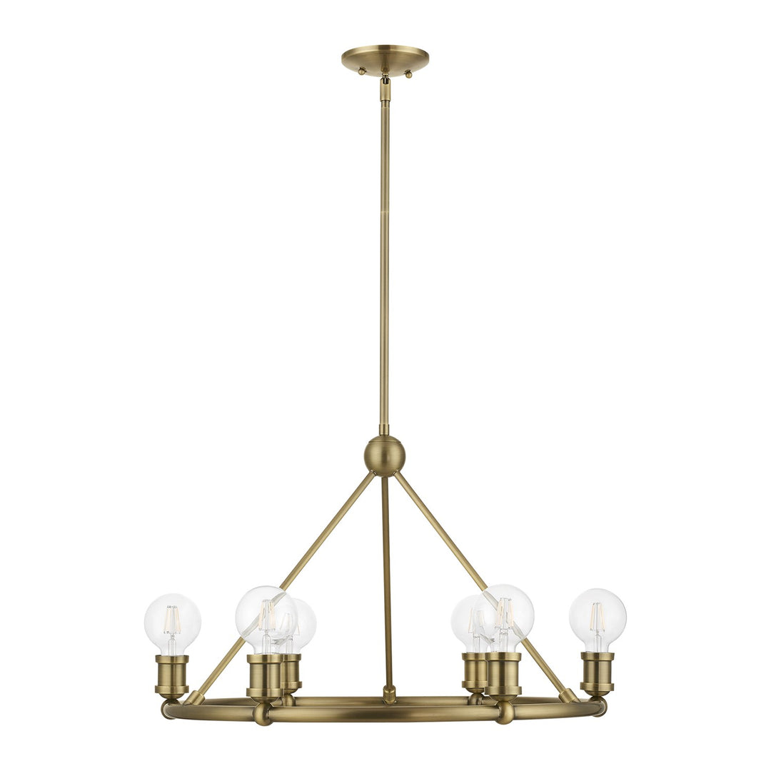 6 Light Antique Brass Chandelier