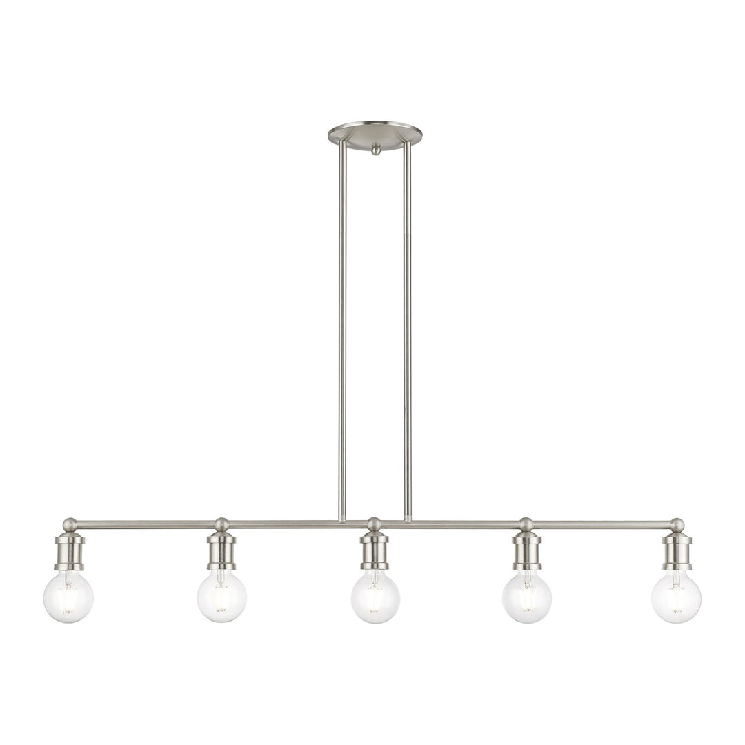 5 Light Brushed Nickel Large Linear Chandelier by Livex Lighting