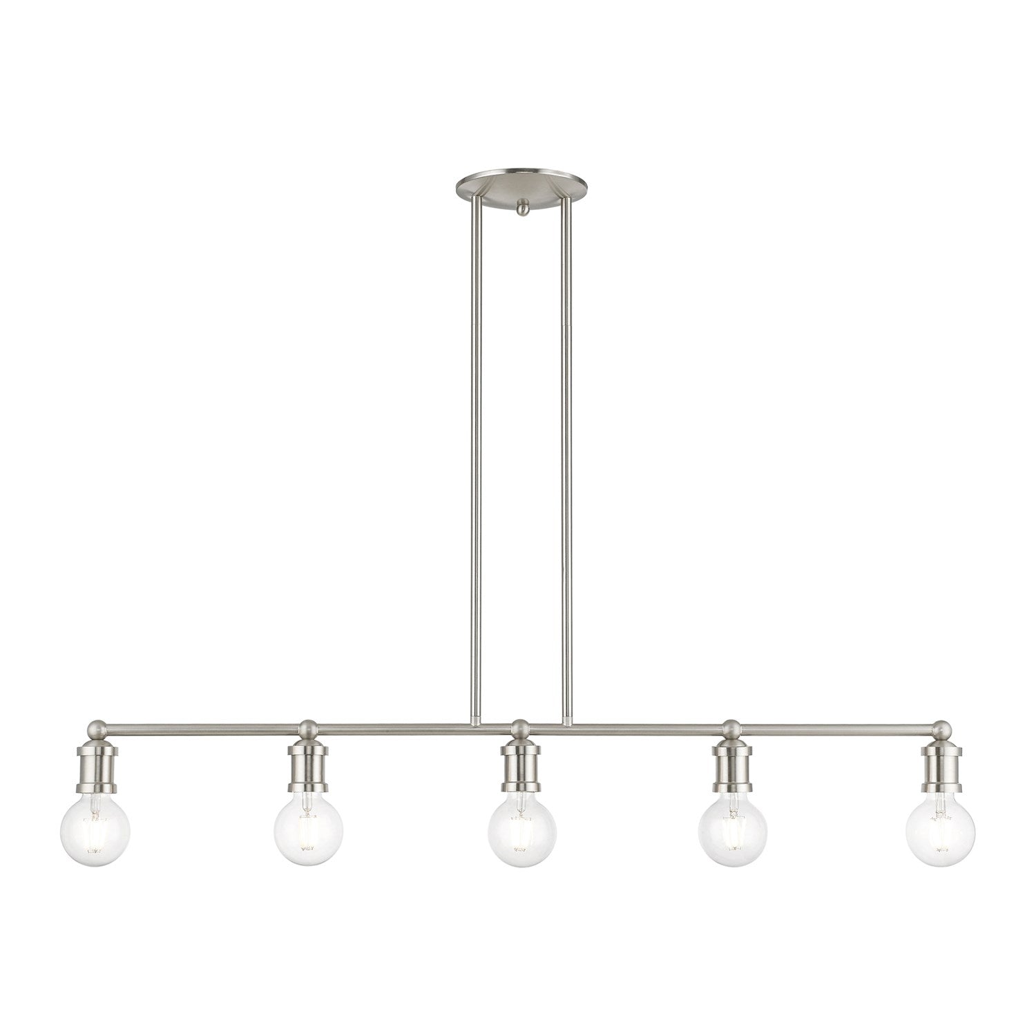 5 Light Brushed Nickel Large Linear Chandelier by Livex Lighting