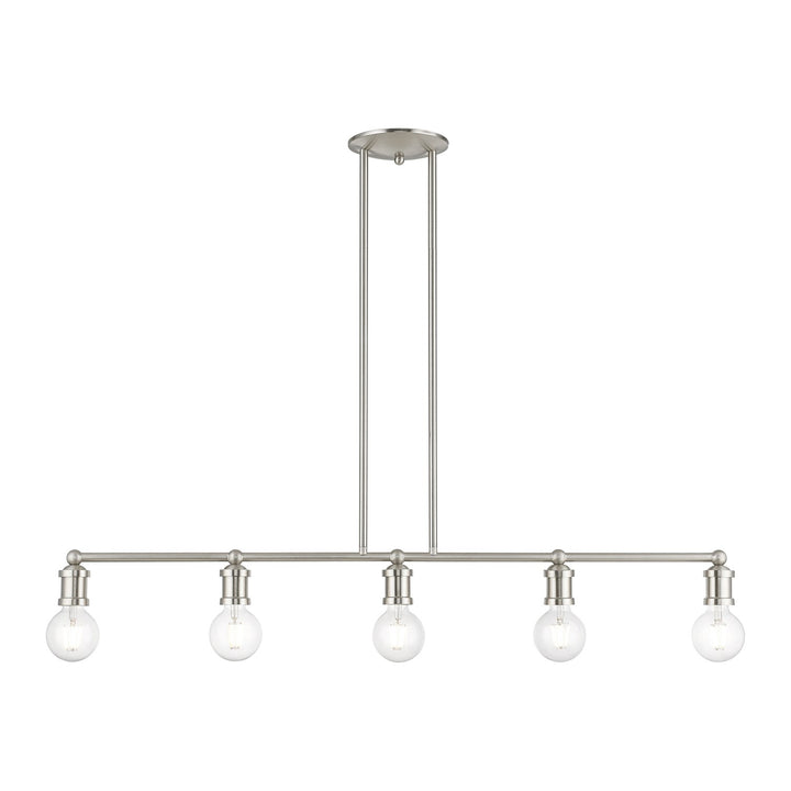 5 Light Brushed Nickel Large Linear Chandelier by Livex Lighting