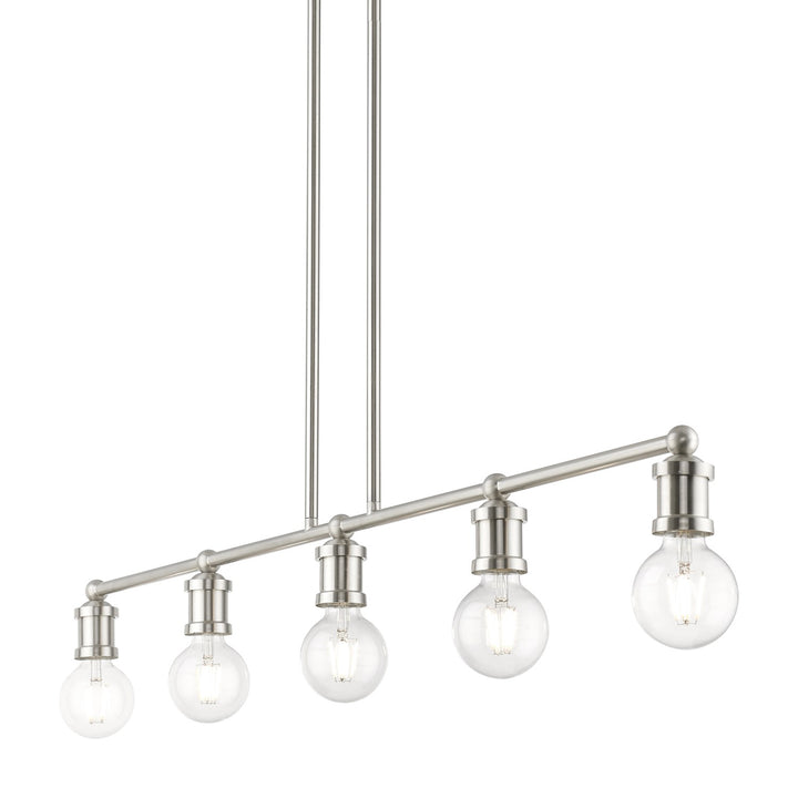 5 Light Brushed Nickel Large Linear Chandelier