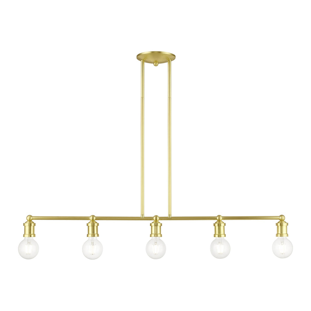 5 Light Satin Brass Large Linear Chandelier by Livex Lighting