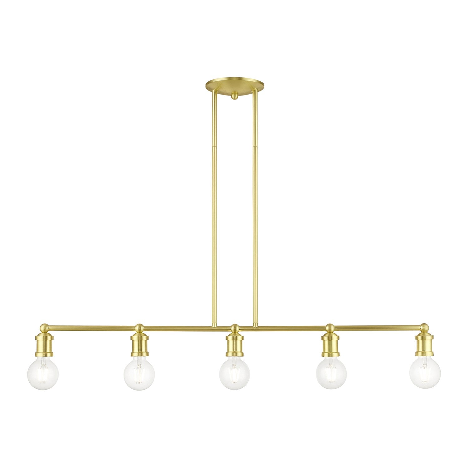 5 Light Satin Brass Large Linear Chandelier by Livex Lighting