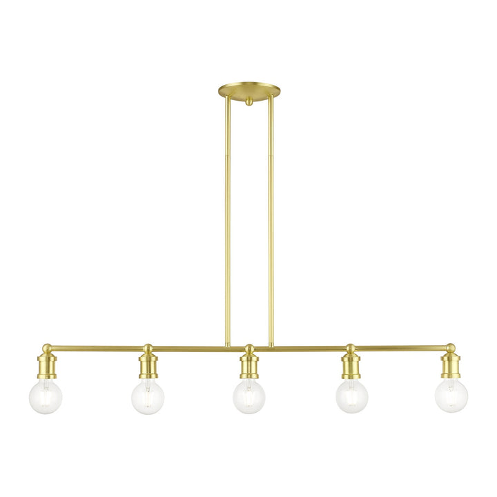5 Light Satin Brass Large Linear Chandelier by Livex Lighting