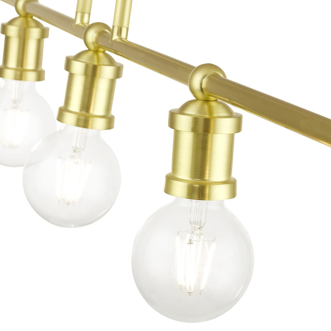 5 Light Satin Brass Large Linear Chandelier