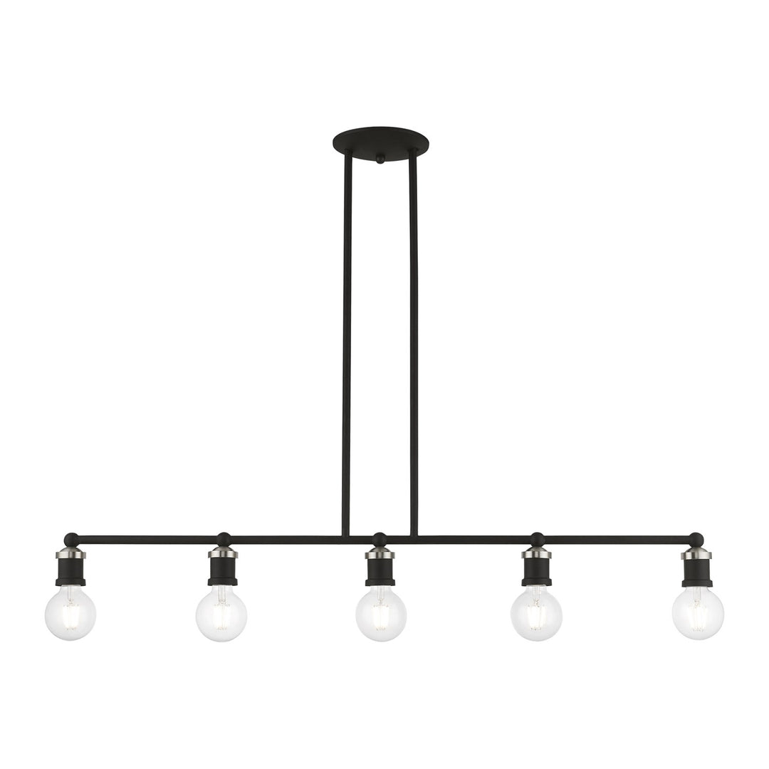 5 Light Black With Brushed Nickel Accents Large Linear Chandelier by Livex Lighting