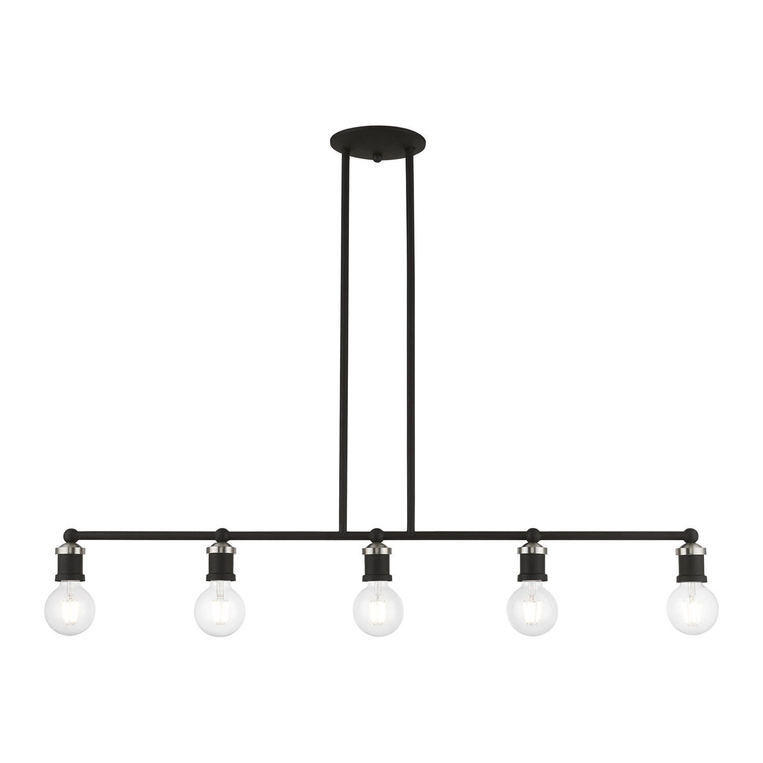 5 Light Black With Brushed Nickel Accents Large Linear Chandelier by Livex Lighting