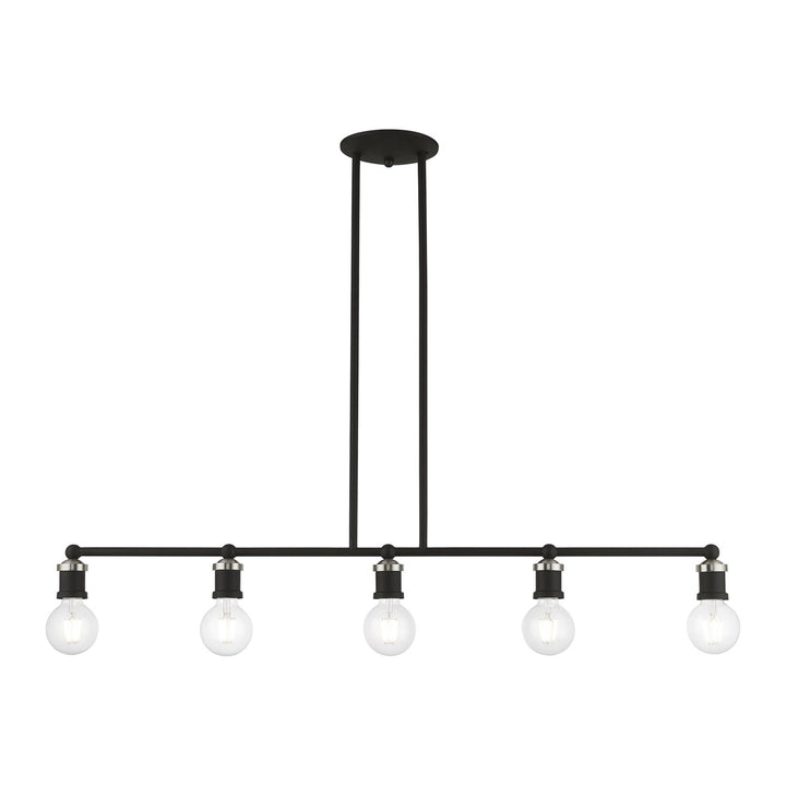 5 Light Black With Brushed Nickel Accents Large Linear Chandelier by Livex Lighting
