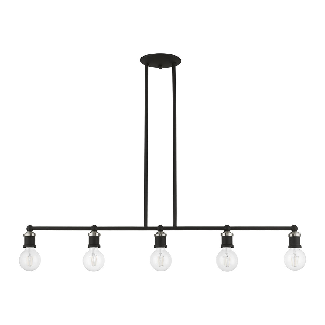 5 Light Black With Brushed Nickel Accents Large Linear Chandelier