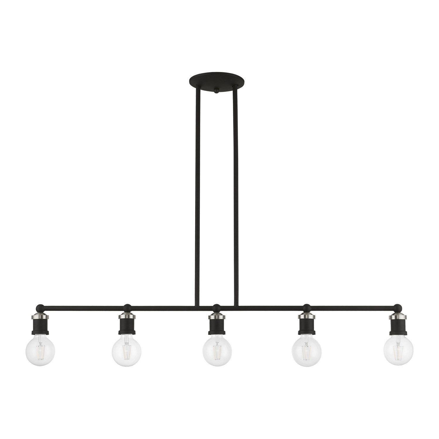5 Light Black With Brushed Nickel Accents Large Linear Chandelier