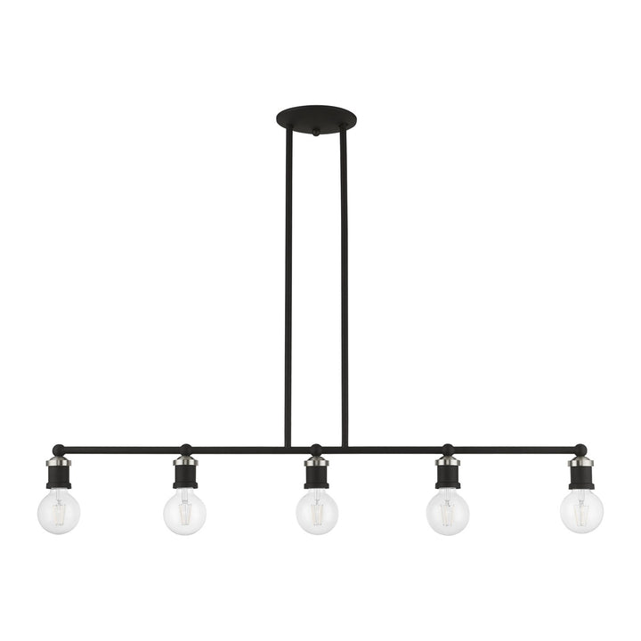 5 Light Black With Brushed Nickel Accents Large Linear Chandelier
