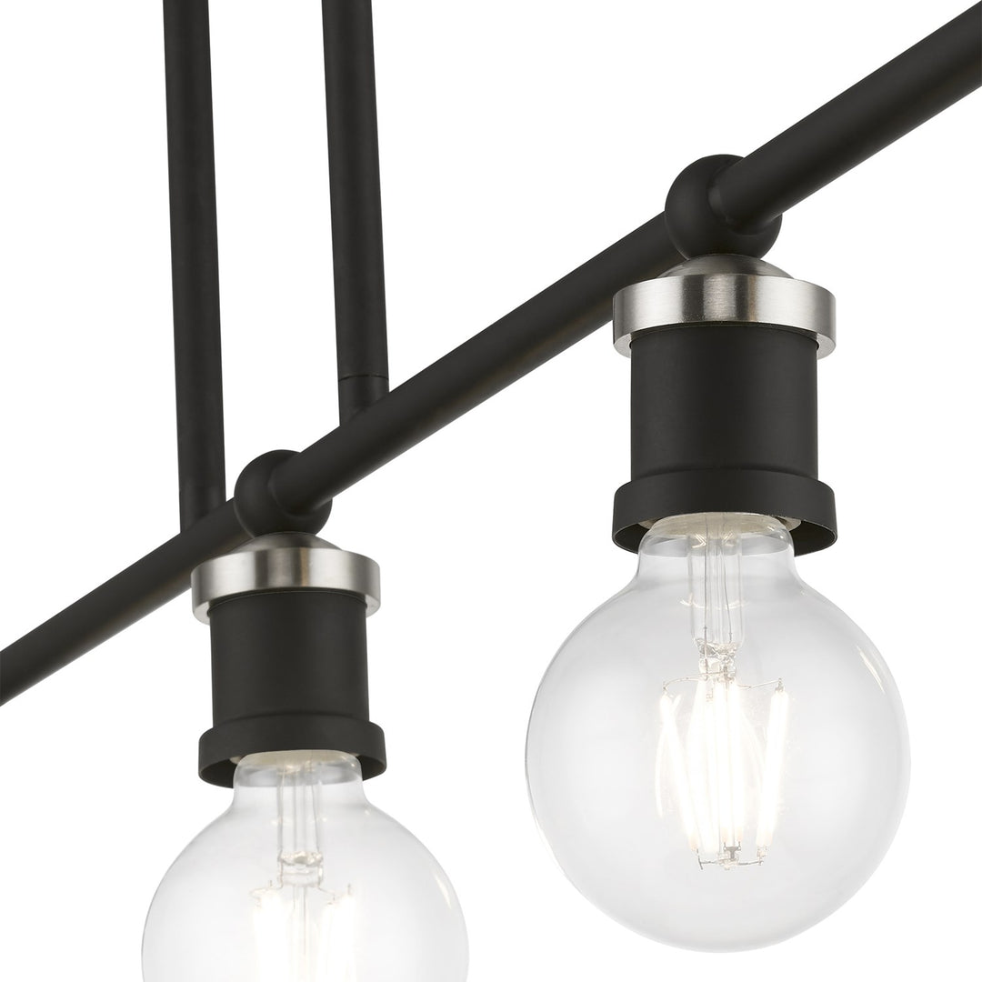 5 Light Black With Brushed Nickel Accents Large Linear Chandelier