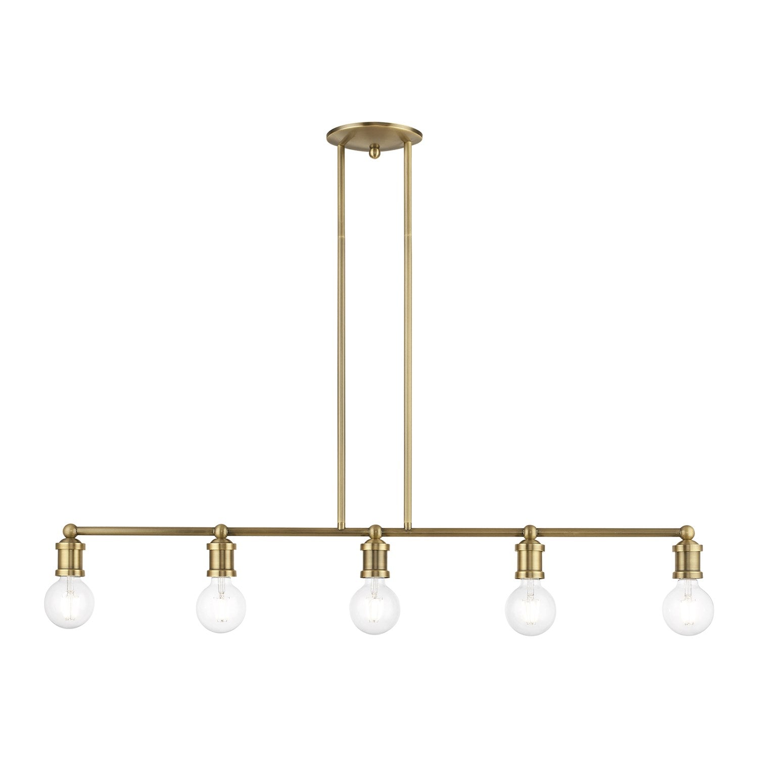 5 Light Antique Brass Large Linear Chandelier by Livex Lighting