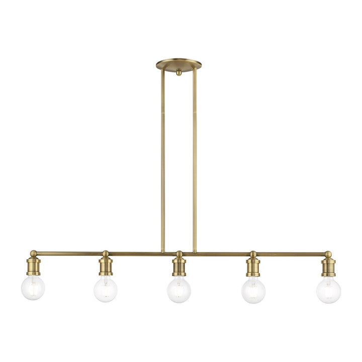 5 Light Antique Brass Large Linear Chandelier by Livex Lighting