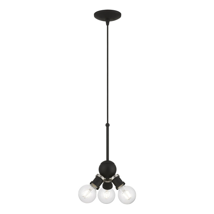 3 Light Black With Brushed Nickel Accents Pendant by Livex Lighting
