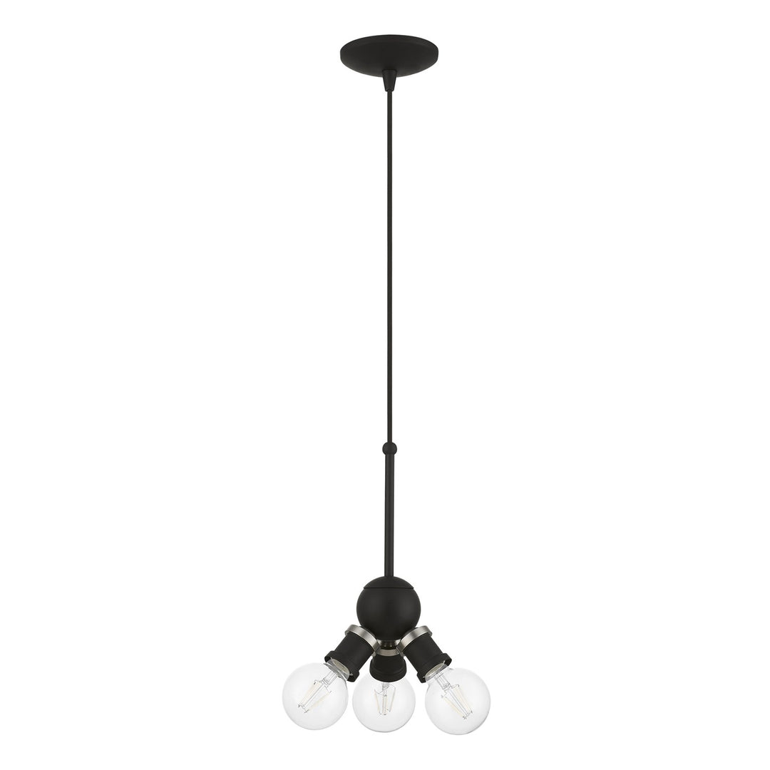 3 Light Black With Brushed Nickel Accents Pendant