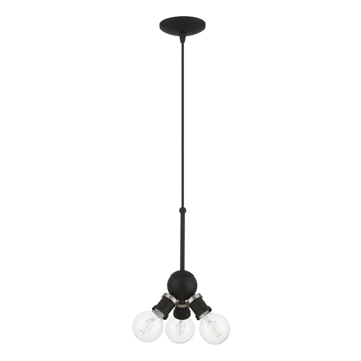 3 Light Black With Brushed Nickel Accents Pendant
