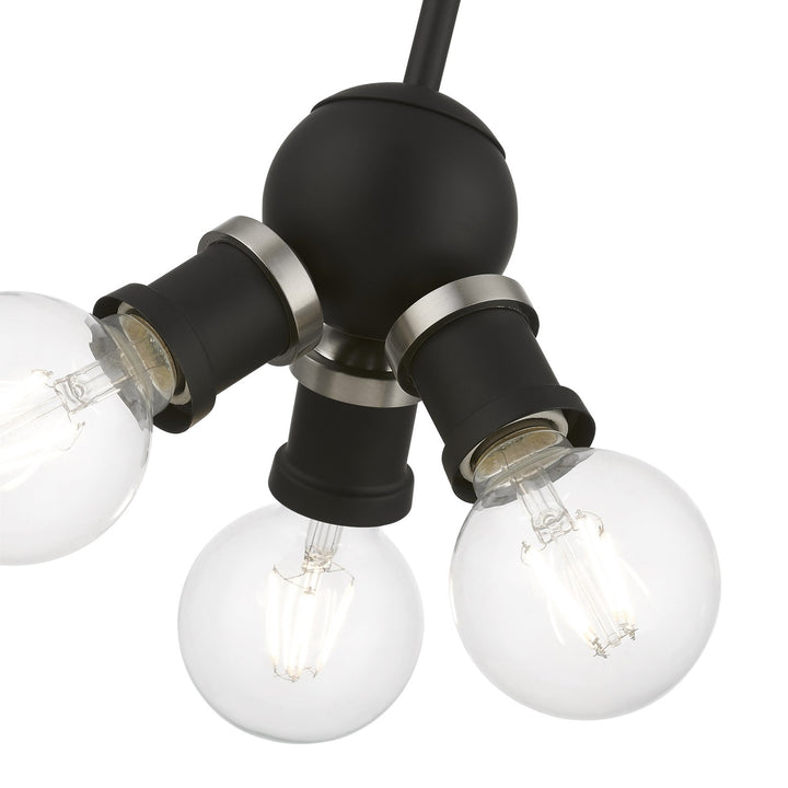 3 Light Black With Brushed Nickel Accents Pendant
