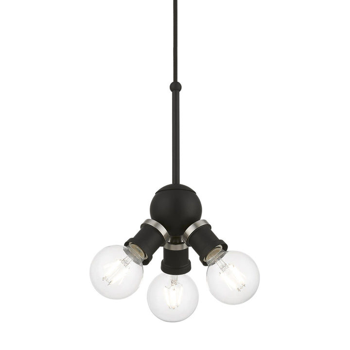 3 Light Black With Brushed Nickel Accents Pendant