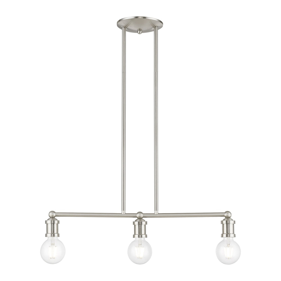 3 Light Brushed Nickel Linear Chandelier by Livex Lighting