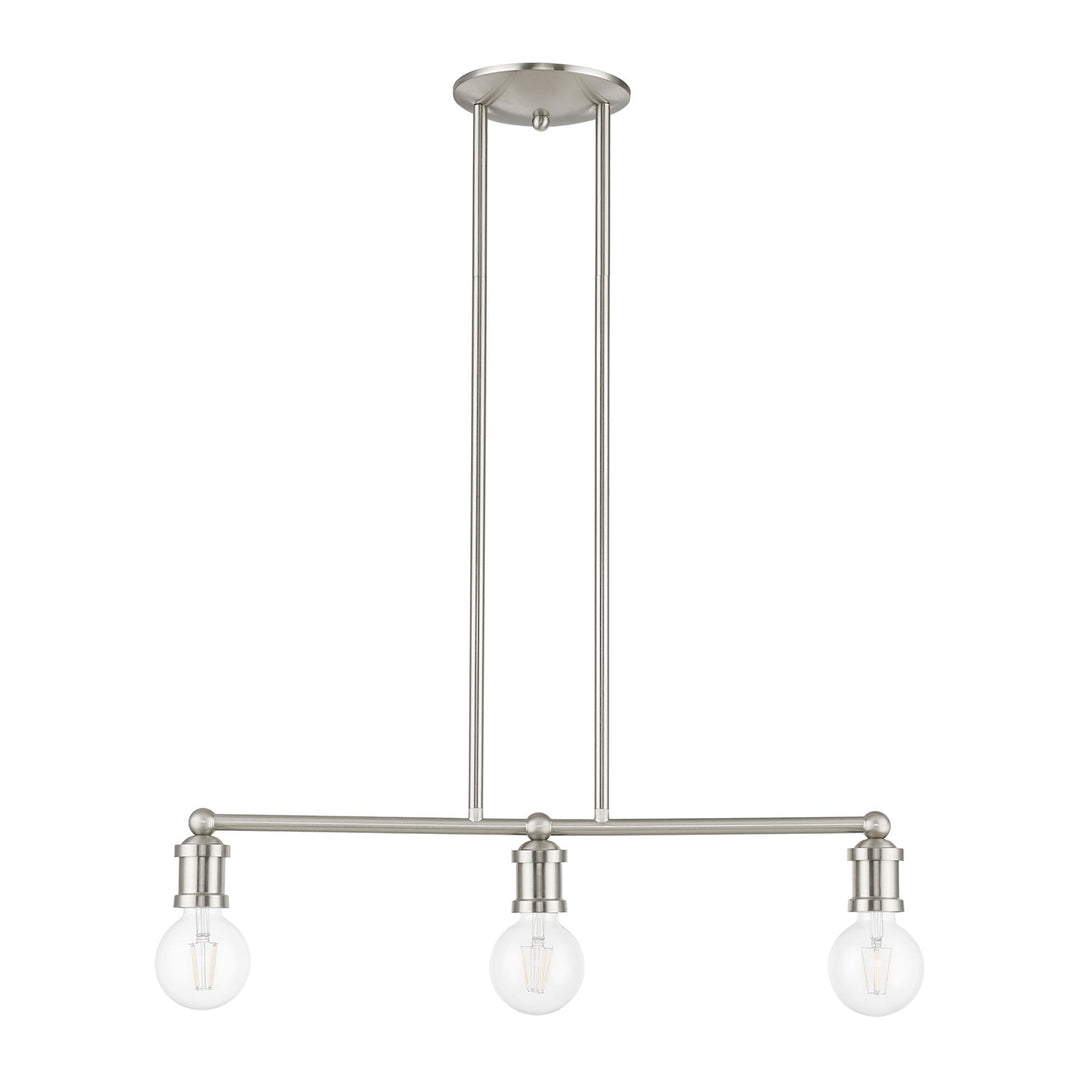 3 Light Brushed Nickel Linear Chandelier