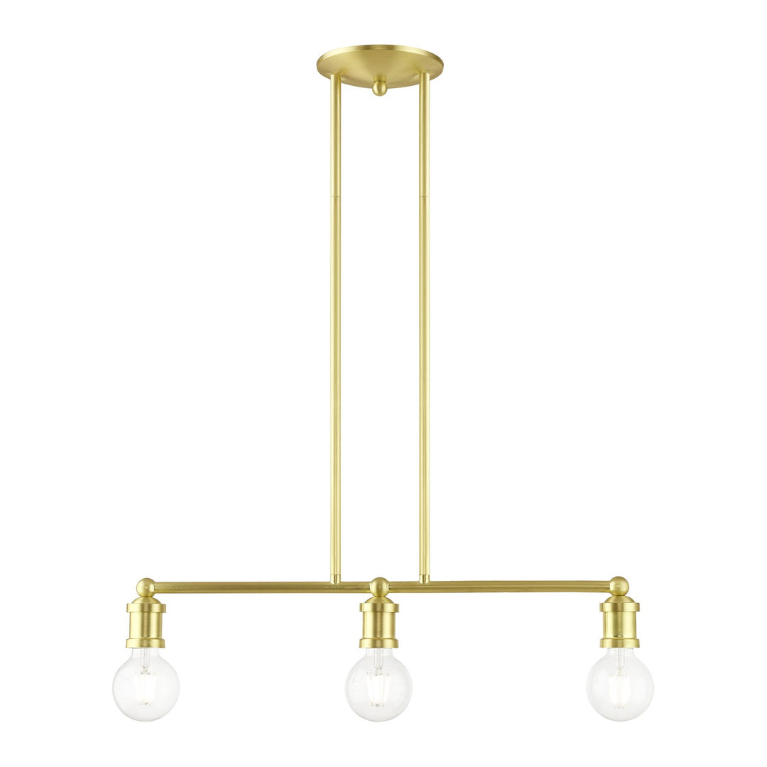 3 Light Satin Brass Linear Chandelier by Livex Lighting