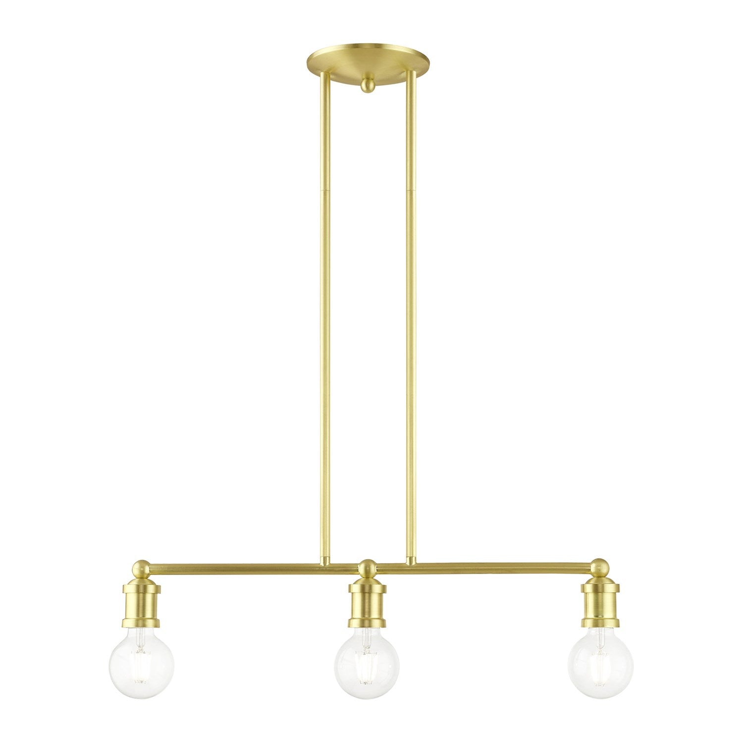 3 Light Satin Brass Linear Chandelier by Livex Lighting