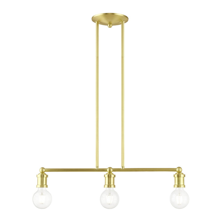 3 Light Satin Brass Linear Chandelier by Livex Lighting