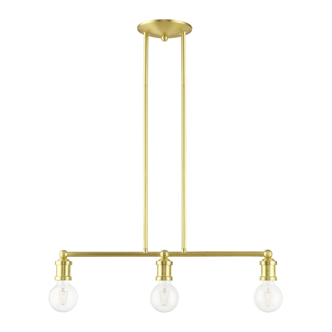 3 Light Satin Brass Linear Chandelier