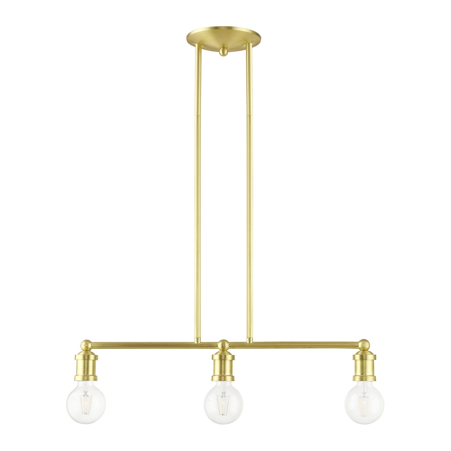 3 Light Satin Brass Linear Chandelier