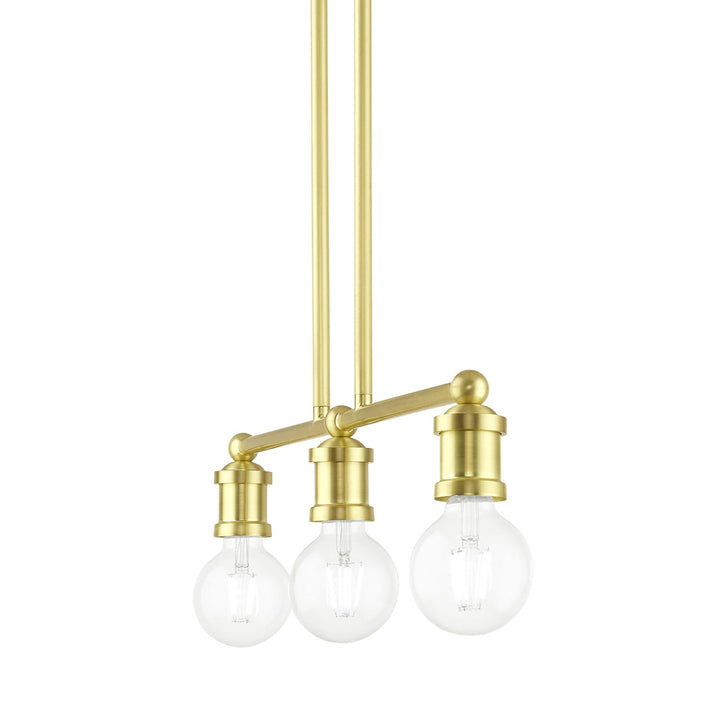 3 Light Satin Brass Linear Chandelier