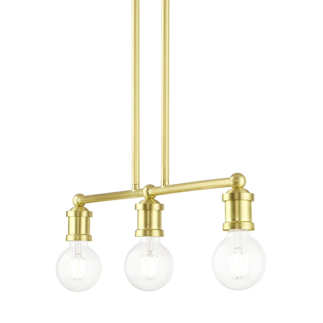 3 Light Satin Brass Linear Chandelier