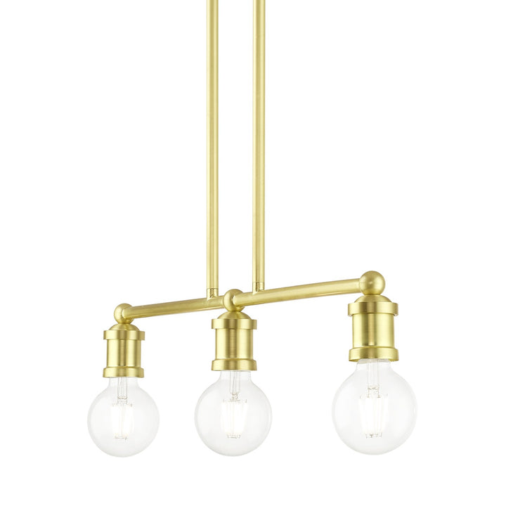3 Light Satin Brass Linear Chandelier