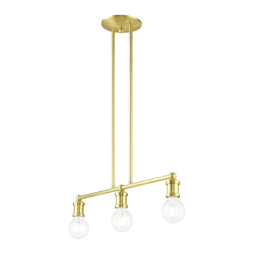 3 Light Satin Brass Linear Chandelier