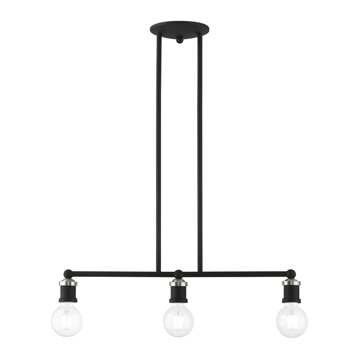3 Light Black With Brushed Nickel Accents Linear Chandelier by Livex Lighting