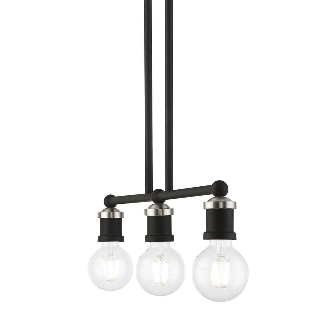 3 Light Black With Brushed Nickel Accents Linear Chandelier