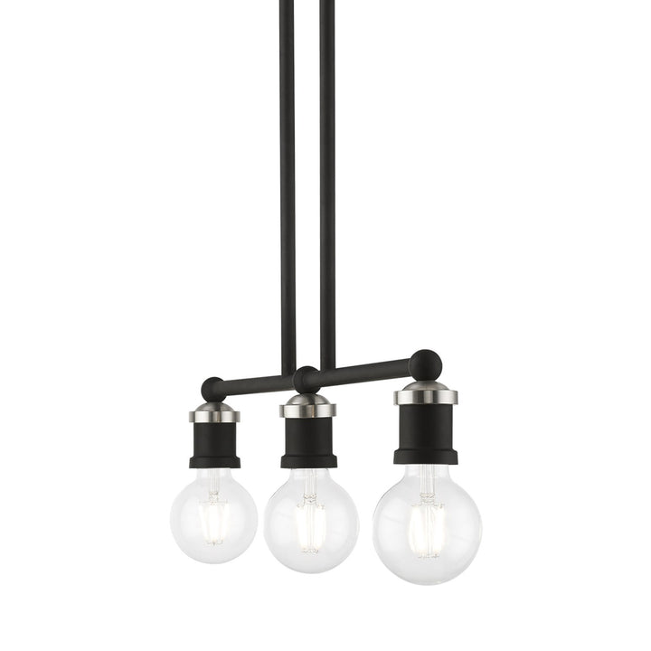 3 Light Black With Brushed Nickel Accents Linear Chandelier