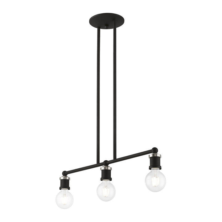 3 Light Black With Brushed Nickel Accents Linear Chandelier