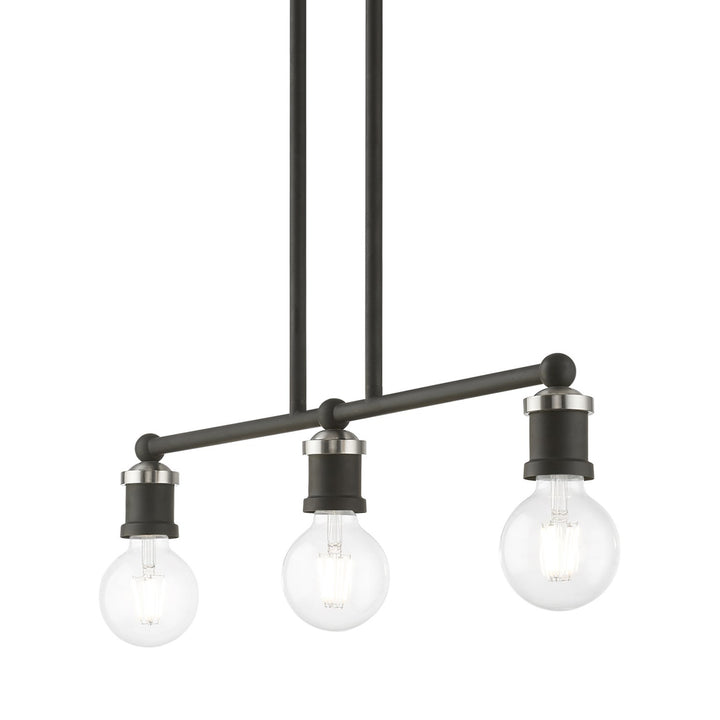 3 Light Black With Brushed Nickel Accents Linear Chandelier
